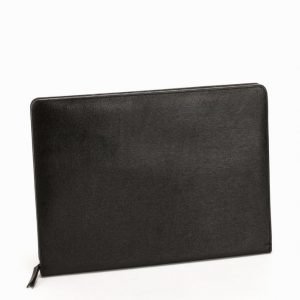 Baron Zip Folder Leather Tietokonekotelo Musta