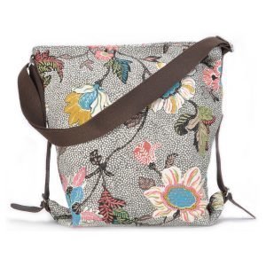 Ceannis Flower Linen Shoulder Bag Olkalaukku Harmaa