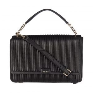 Dkny Gansevoort Pinstripe Quilted Large Flap Shoulder Nahkalaukku