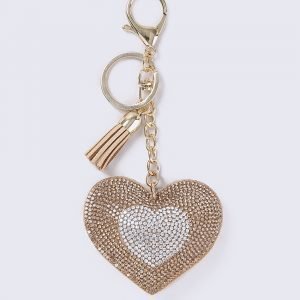 Gina Tricot Gold Crystal Heart Avaimenperä