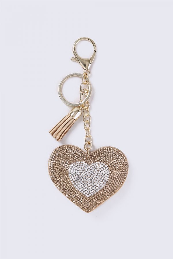 Gina Tricot Gold Crystal Heart Avaimenperä