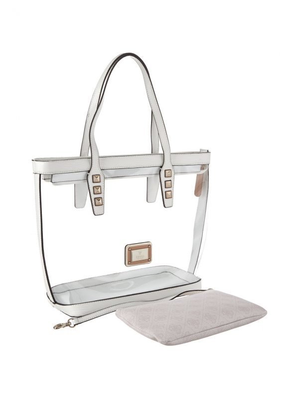 Guess Logo Remix Clear Plastic Tote Laukku