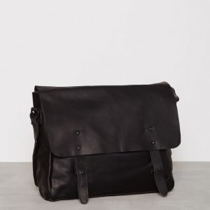 Lyle & Scott Leather Messenger Laukku True Musta