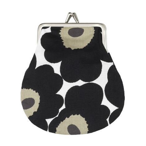 Marimekko Mini Unikko Kukkaro Pieni Valkoinen-Musta-Oliivi