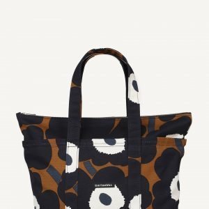 Marimekko Uusi Mini Matkuri Laukku Pieni Unikko Ruskea Tummansininen Luonnonvalkoinen