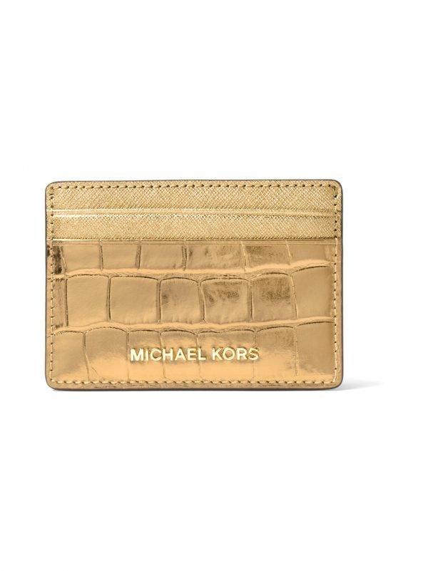 Michael Kors Jet Set Travel Metallic Embossed Leather Korttikotelo