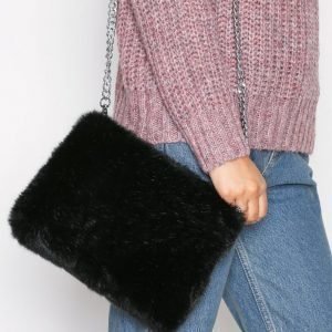 Nly Accessories Faux Fur Chain Bag Olkalaukku Musta