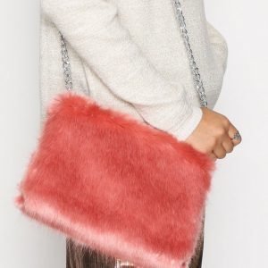 Nly Accessories Faux Fur Chain Bag Olkalaukku Vaaleanpunainen