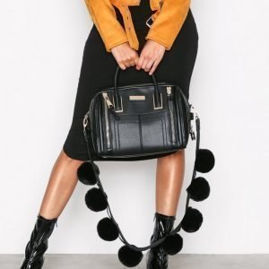 River Island Pom Pom Strap Bowler Bag Olkalaukku Black