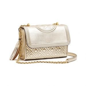 Tory Burch Fleming Metallic Small Convertible Nahkalaukku